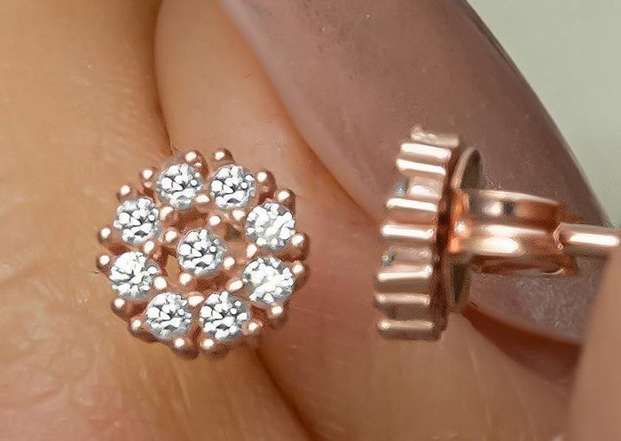 Heliophilia Silver Pendientes de Plata de Ley 925 con Oro Rosa y Circón Heliophilia Silver Pendientes de Plata de Ley 925 con Oro Rosa y Circón